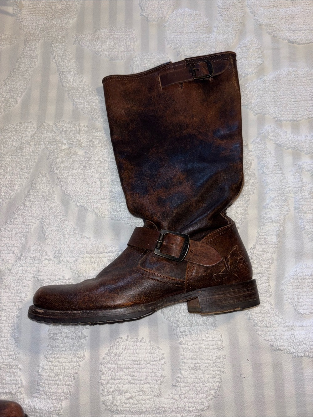 Frye Brown Suede-Lined Leather Boots Size 8 - Picture 12 of 15